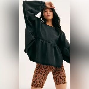 NWT Free People Lucy Pullover in Washed Black size small